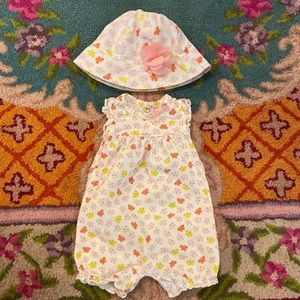 Summer romper with matching sun hat